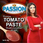 400g Hard Top Tomato Paste Label - Brunette-Red-Sweater-Dress
